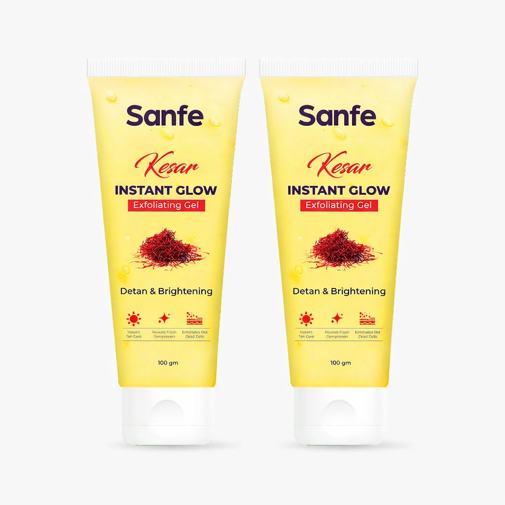 Sanfe Kesar Instant Glow Exfoliating Gel - 100g (Pack of 2)
